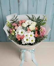 Букет цветов из:  Розы, Лизиантусы и Хризантемы в Поповке