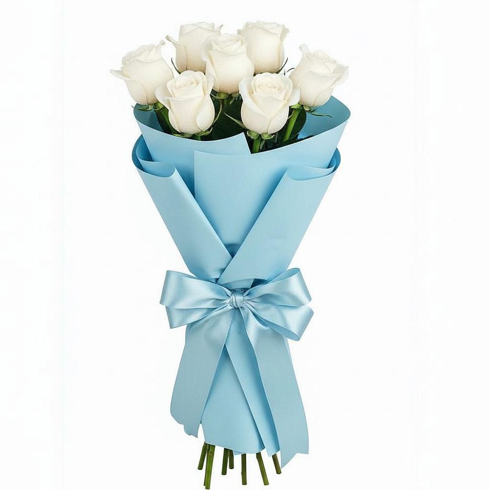 Букет 7 белых роз Проуд в Поповке