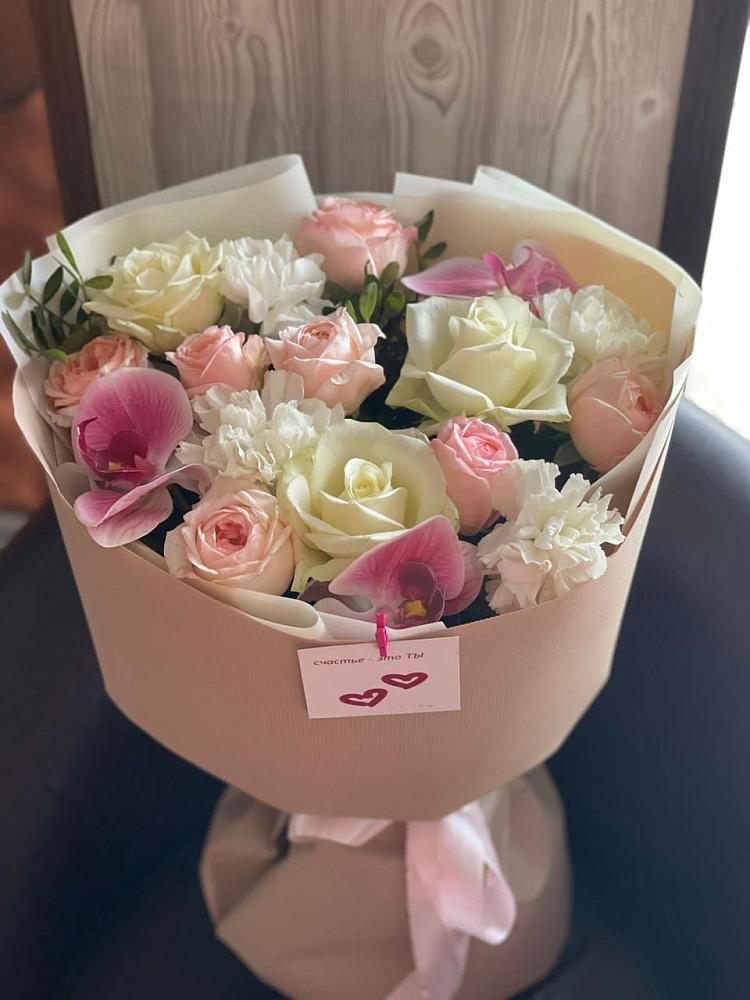 Букет цветов из: Орхидеи, Розы и Гвоздики в Поповке