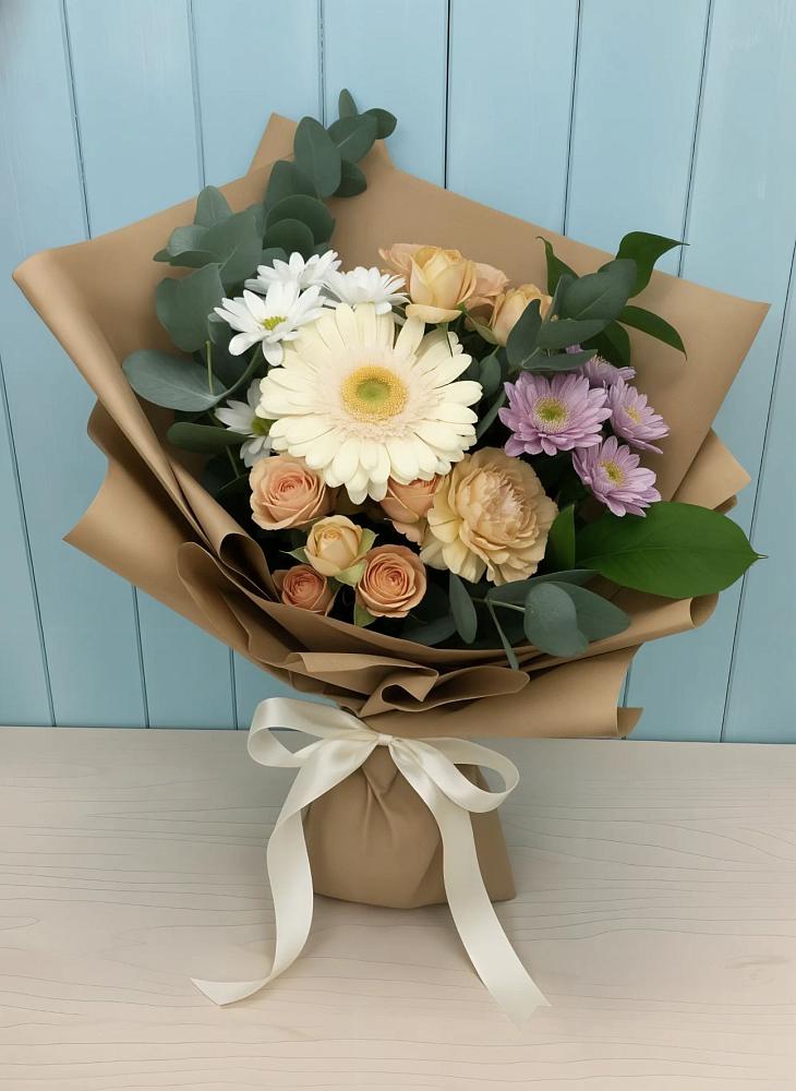 Букет цветов из: Герберы и Хризантемы в Поповке