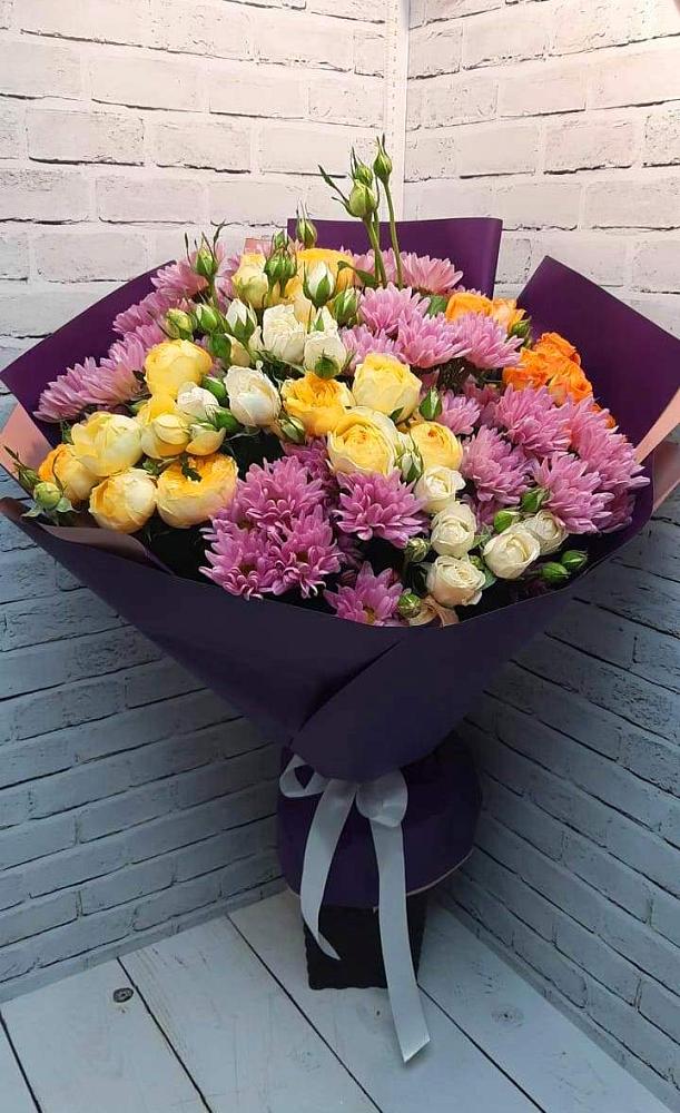 Букет цветов из: Хризантемы и Розы в Поповке