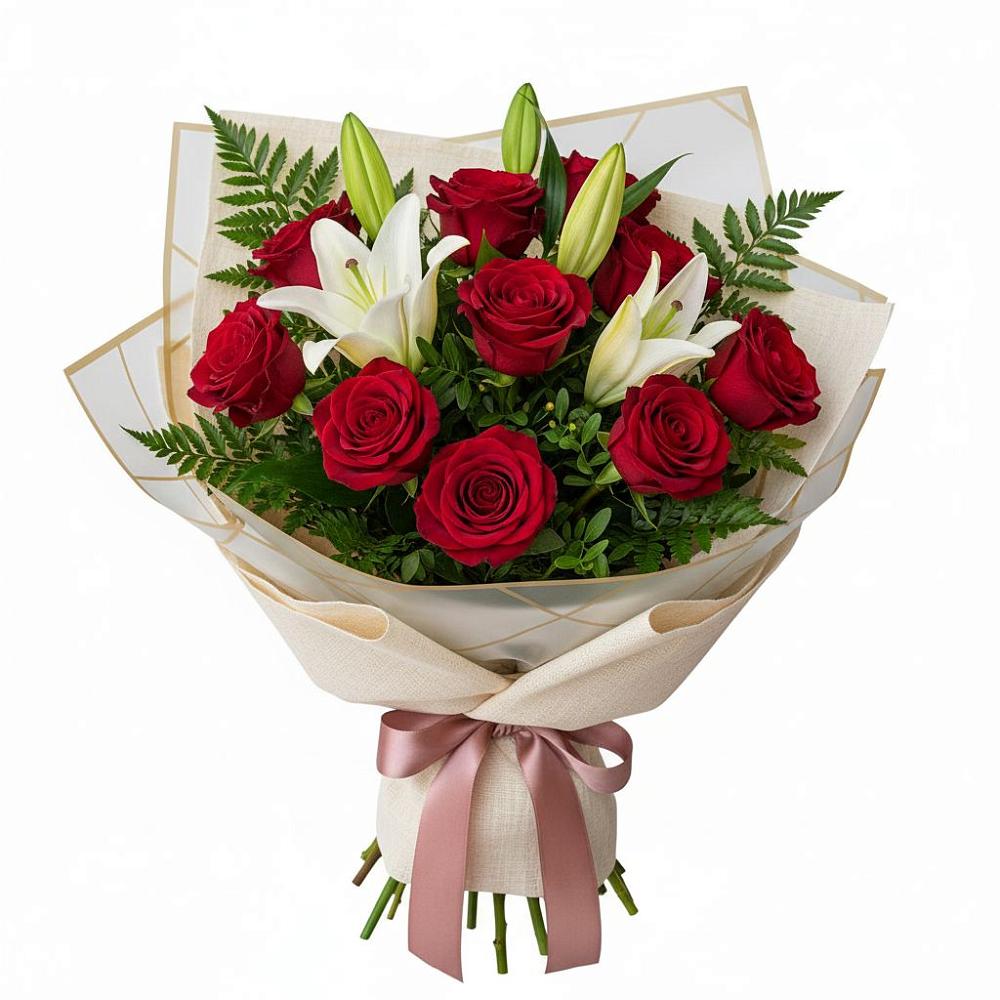 Букет цветов из: Лилии и Розы в Поповке