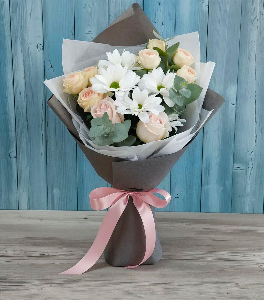 Букет цветов из: Хризантемы и Розы в Поповке