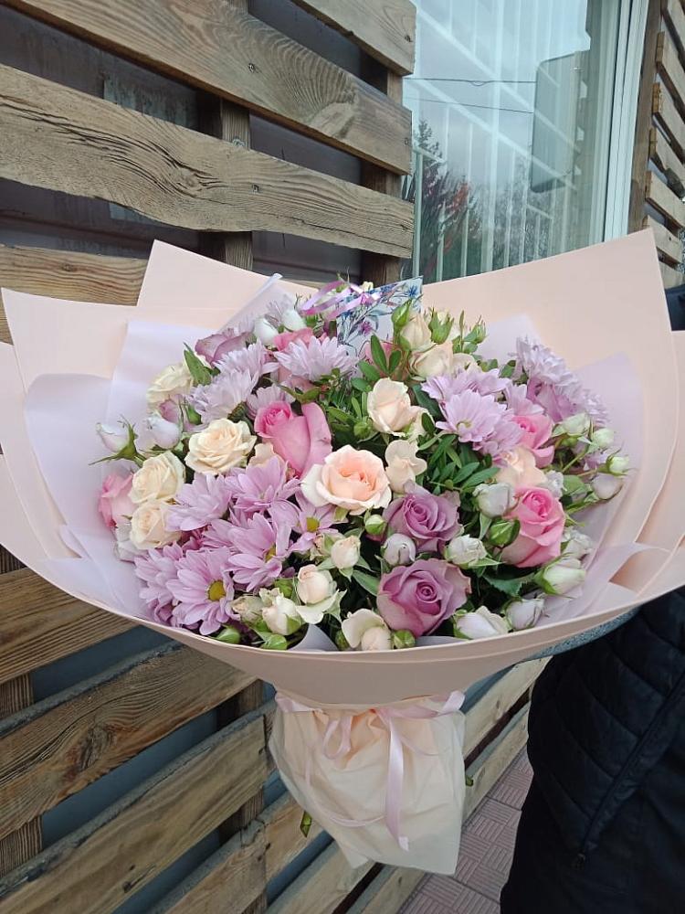 Букет цветов из: Розы и Хризантемы в Поповке