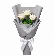 Букет 3 белые розы в Поповке