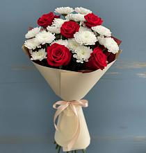 Букет цветов из:  Розы и Хризантемы в Поповке