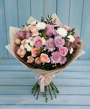 Букет цветов из:  Хризантемы, Розы и Альстромерии в Поповке