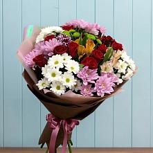 Букет цветов из:  Розы, Хризантемы и Альстромерии в Поповке
