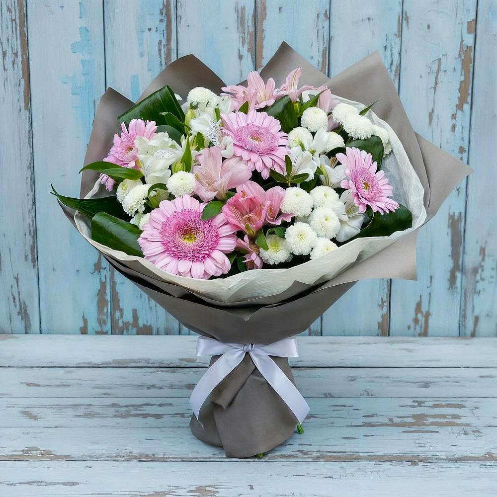 Букет цветов из: Герберы, Альстромерии и Хризантемы в Поповке