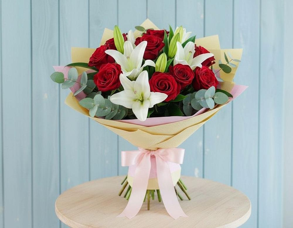 Букет цветов из: Лилии и Розы в Поповке
